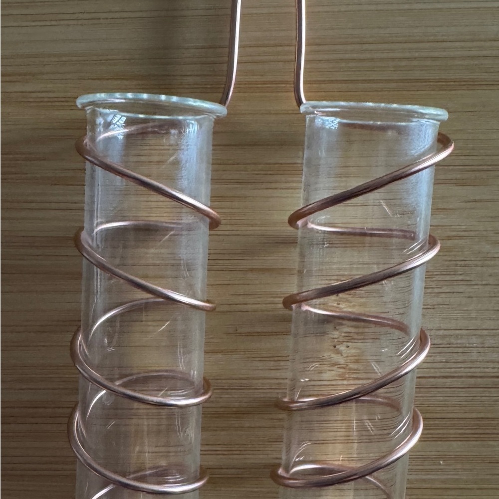 Glass Test Tube Vases with Copper Spiral Propagation station